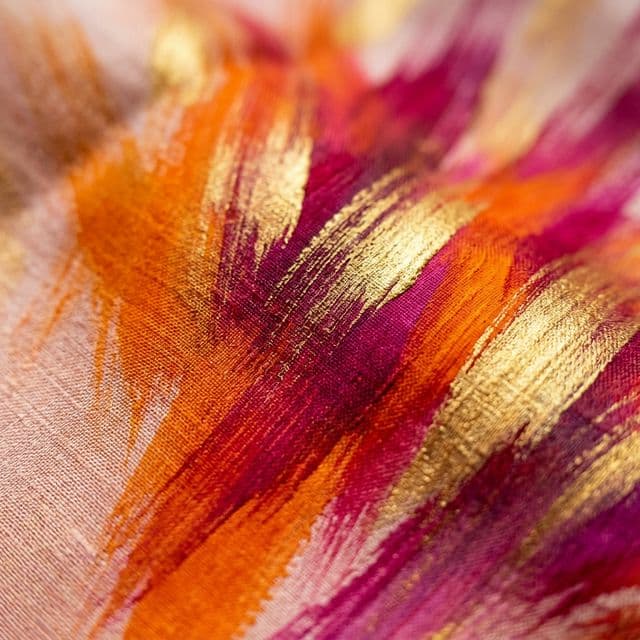 Custom Painted Fabric - Artist in studio